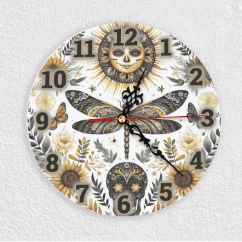 Wanduhr aus Glas mit Wichtel Cowboy Motiv